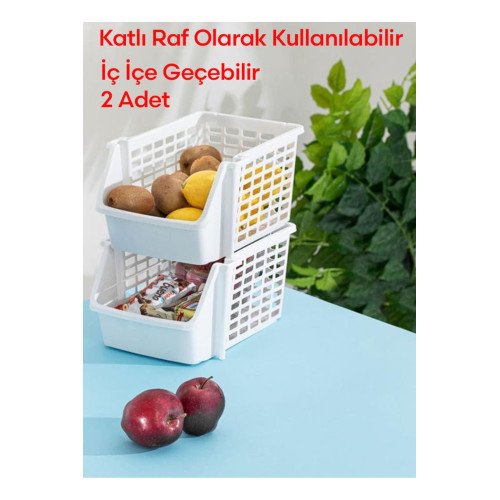 2'li İstiflenebilir Banyo Mutfak Dolap Düzenleyici Raf - Evye Altı Düzenleyici Organizer