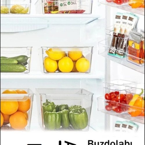 5 Parça Organizer Set - Buzdolabı İçi Düzenleyici Saklama Kutusu - Dolap İçi Sebze Meyve Organizer