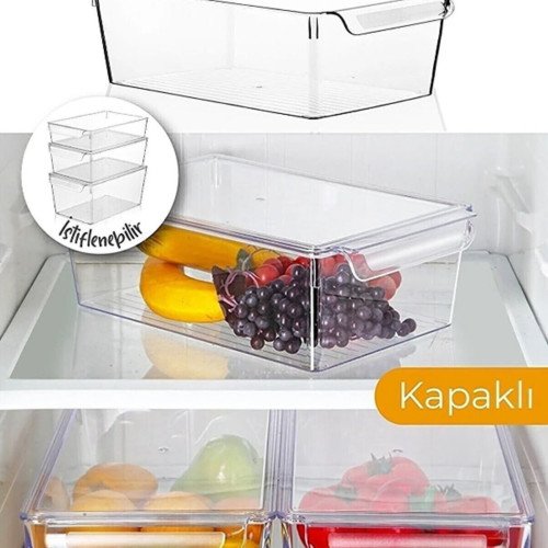 6 Parça Kapaklı Buzdolabı Içi Düzenleyici Saklama Kutusu - Dolap Içi Sebze Meyve Organizer