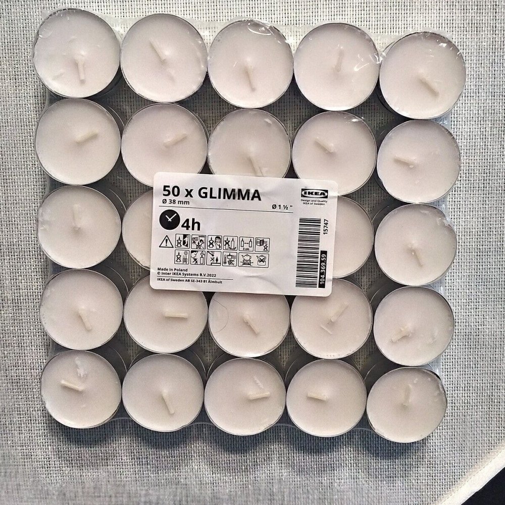 Tea Light Glımma tealight mum, 50'li 31-100 Kokusuz Beyaz