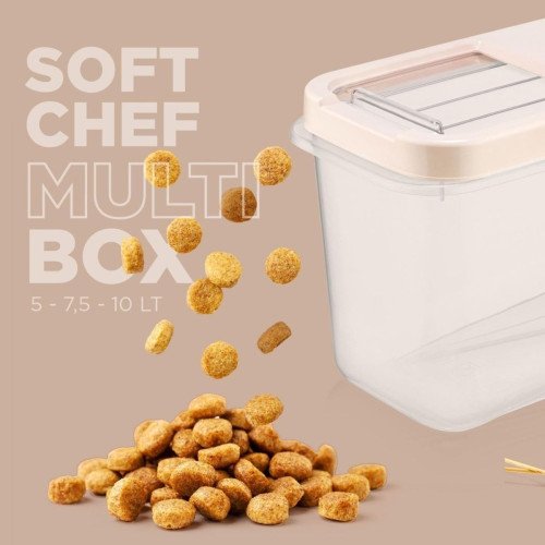 3 Adet 5 Lt Kayar Kapaklı Kedi Köpek Kuru Mama Saklama Kabı - Multibox Evcil Hayvan Mama Kutusu