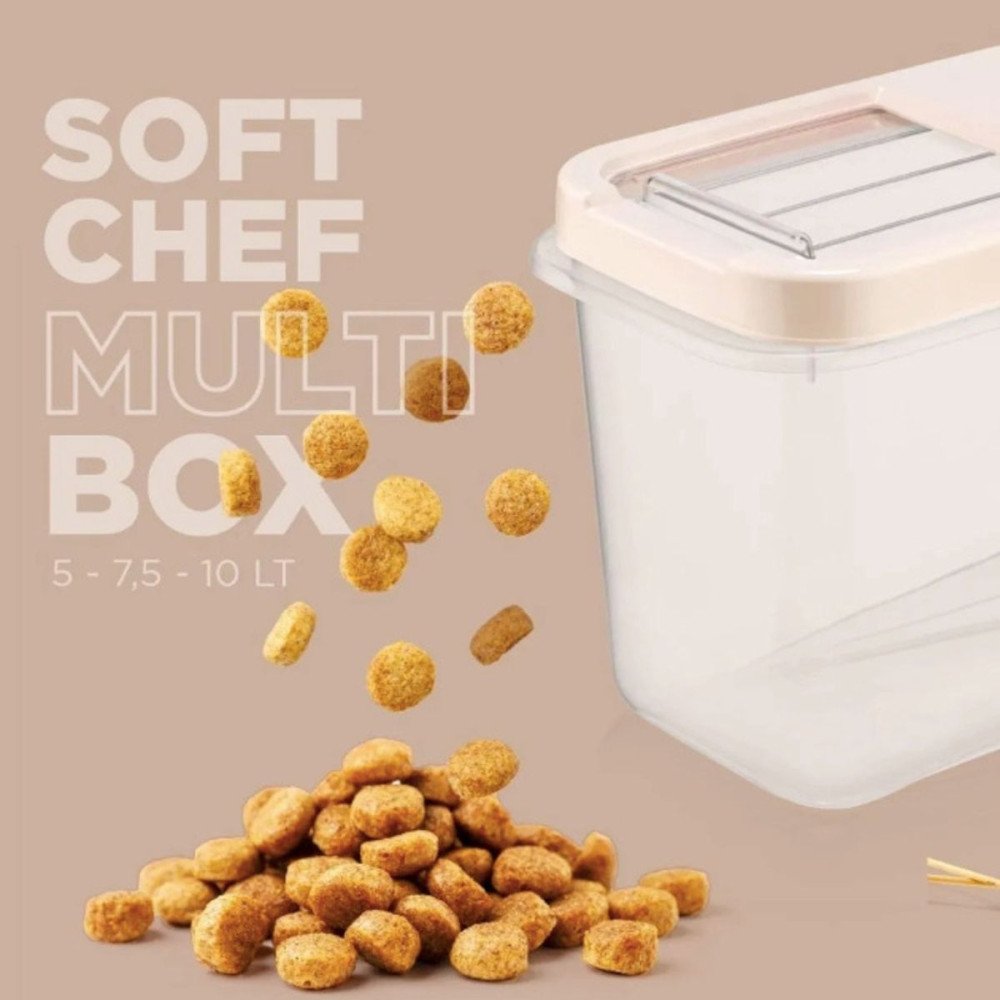 2 Adet 10 Lt Kayar Kapaklı Kedi Köpek Kuru Mama Saklama Kabı - Multibox Evcil Hayvan Mama Kutusu